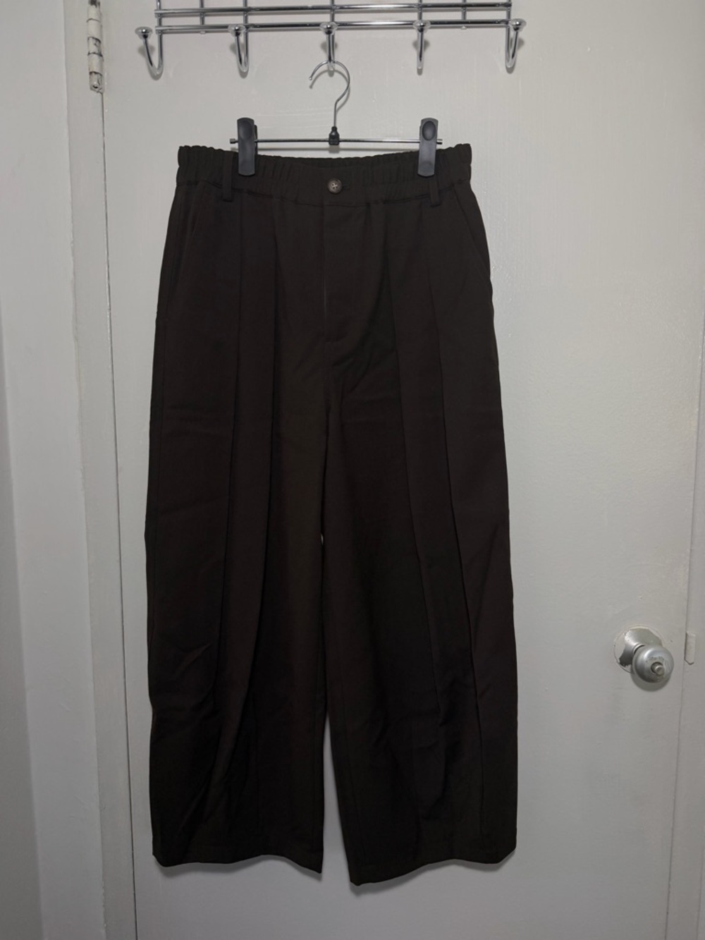 NWOT Womens Dark Brown Cropped Wide-Leg Dress Pants